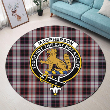 MacPherson (McPherson) Tartan Round Rug with Family Crest