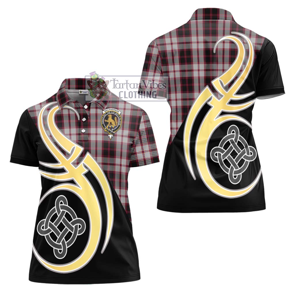 MacPherson (McPherson) Tartan Women's Polo Shirt with Family Crest and Celtic Symbol Style - Tartan Vibes Clothing