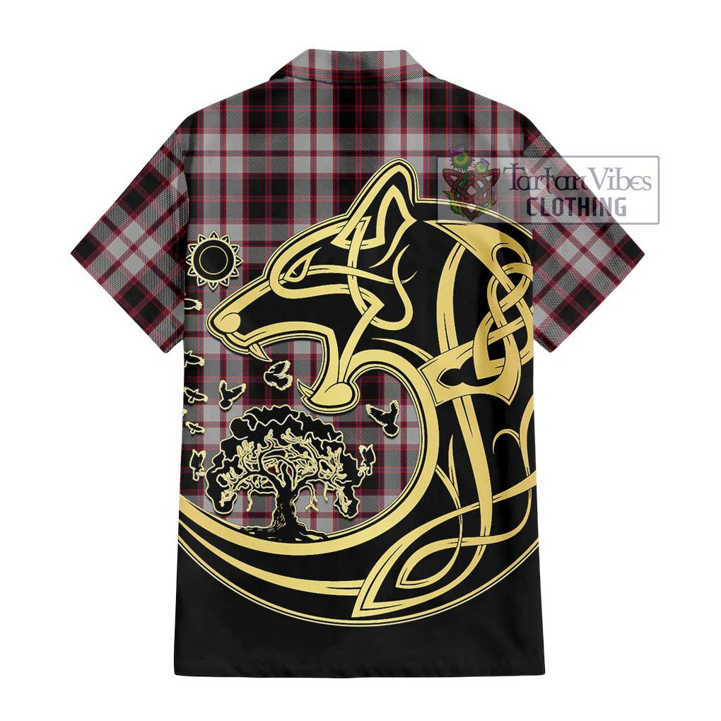 MacPherson (McPherson) Tartan Short Sleeve Button Shirt with Family Crest Celtic Wolf Style - Tartan Vibes Clothing