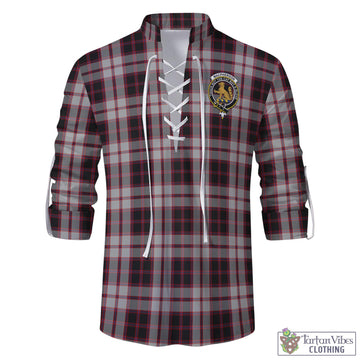 MacPherson (McPherson) Tartan Men's Scottish Traditional Jacobite Ghillie Kilt Shirt with Family Crest