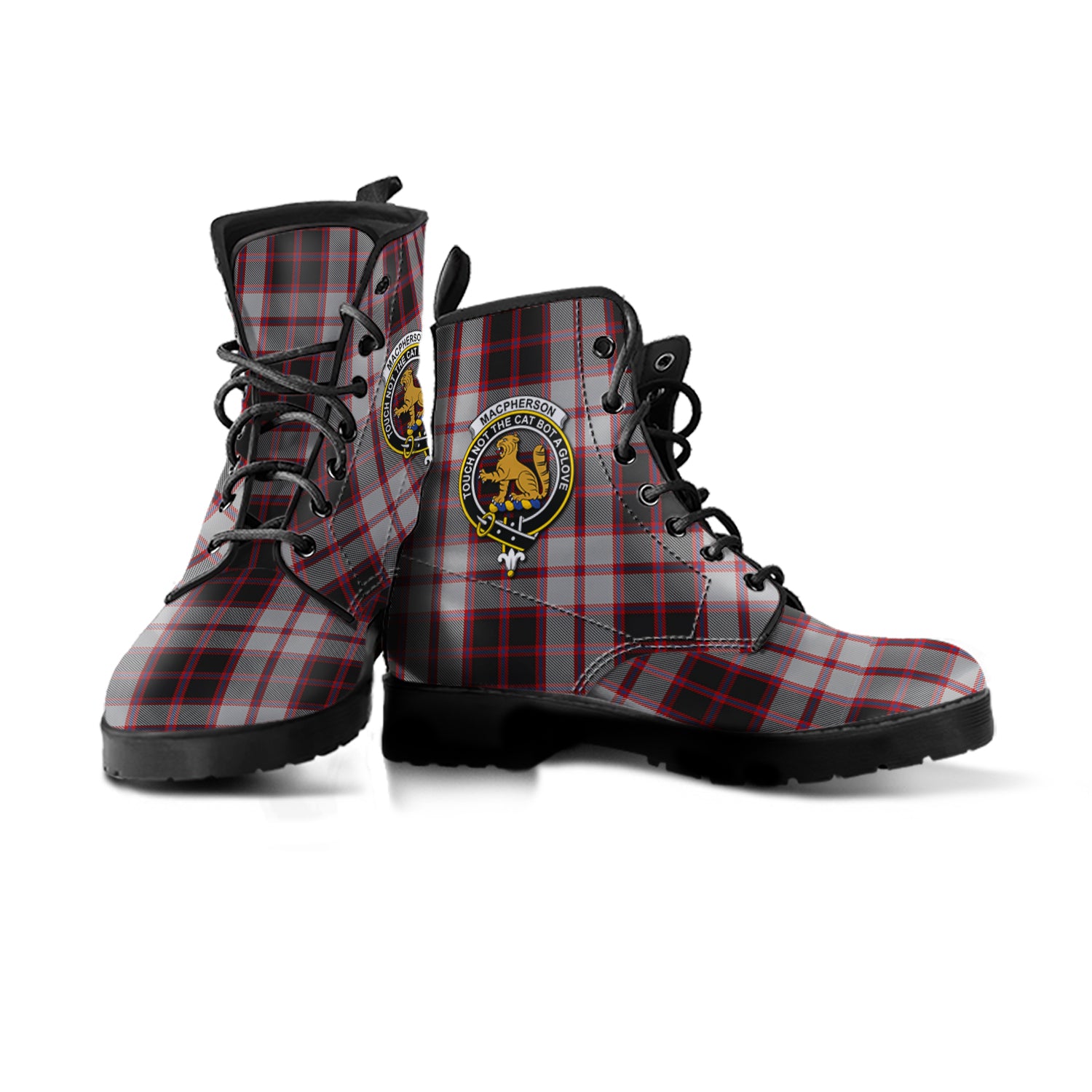MacPherson (McPherson) Tartan Leather Boots with Family Crest - Tartan Vibes Clothing