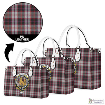 MacPherson Tartan Luxury Leather Handbags with Family Crest