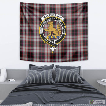 MacPherson Tartan Tapestry Wall Hanging and Home Decor for Room with Family Crest