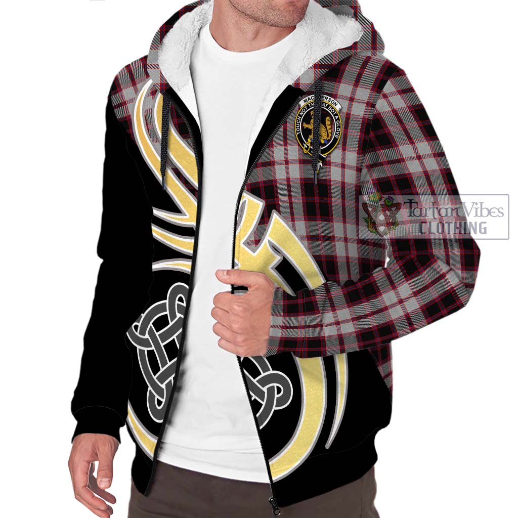 MacPherson (McPherson) Tartan Sherpa Hoodie with Family Crest and Celtic Symbol Style - Tartan Vibes Clothing