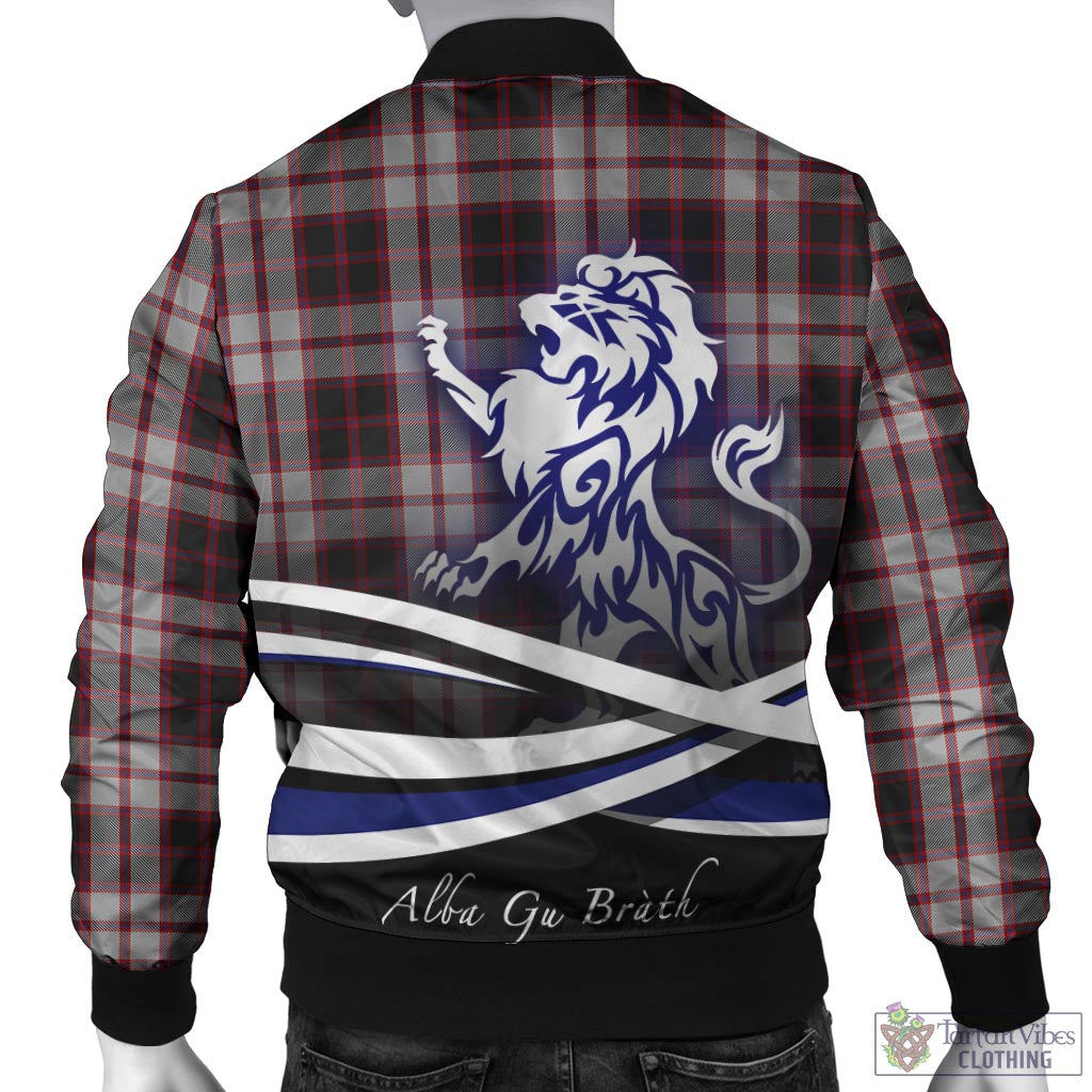 Tartan Vibes Clothing MacPherson Tartan Bomber Jacket with Alba Gu Brath Regal Lion Emblem