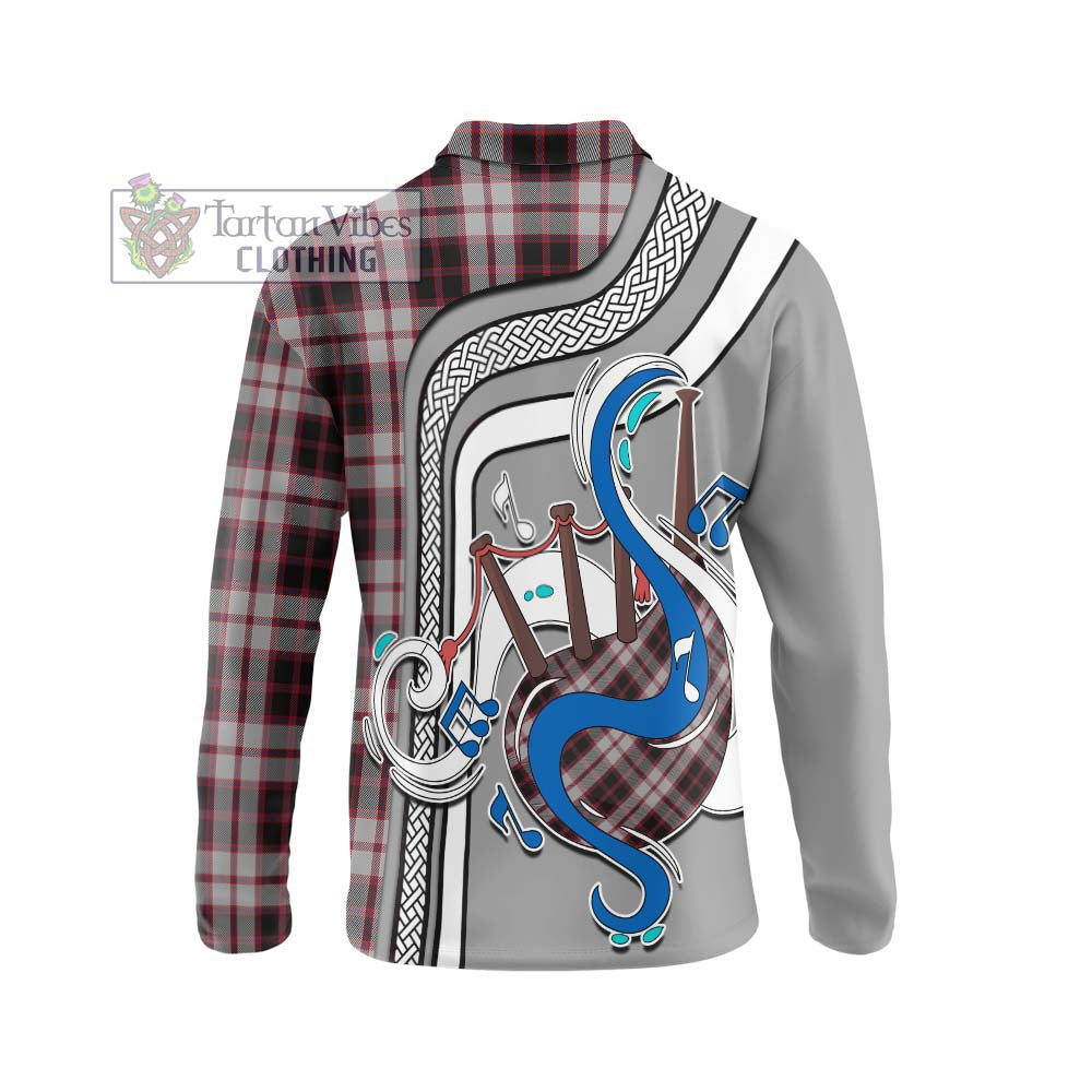 Tartan Vibes Clothing MacPherson Tartan Long Sleeve Polo Shirt with Epic Bagpipe Style