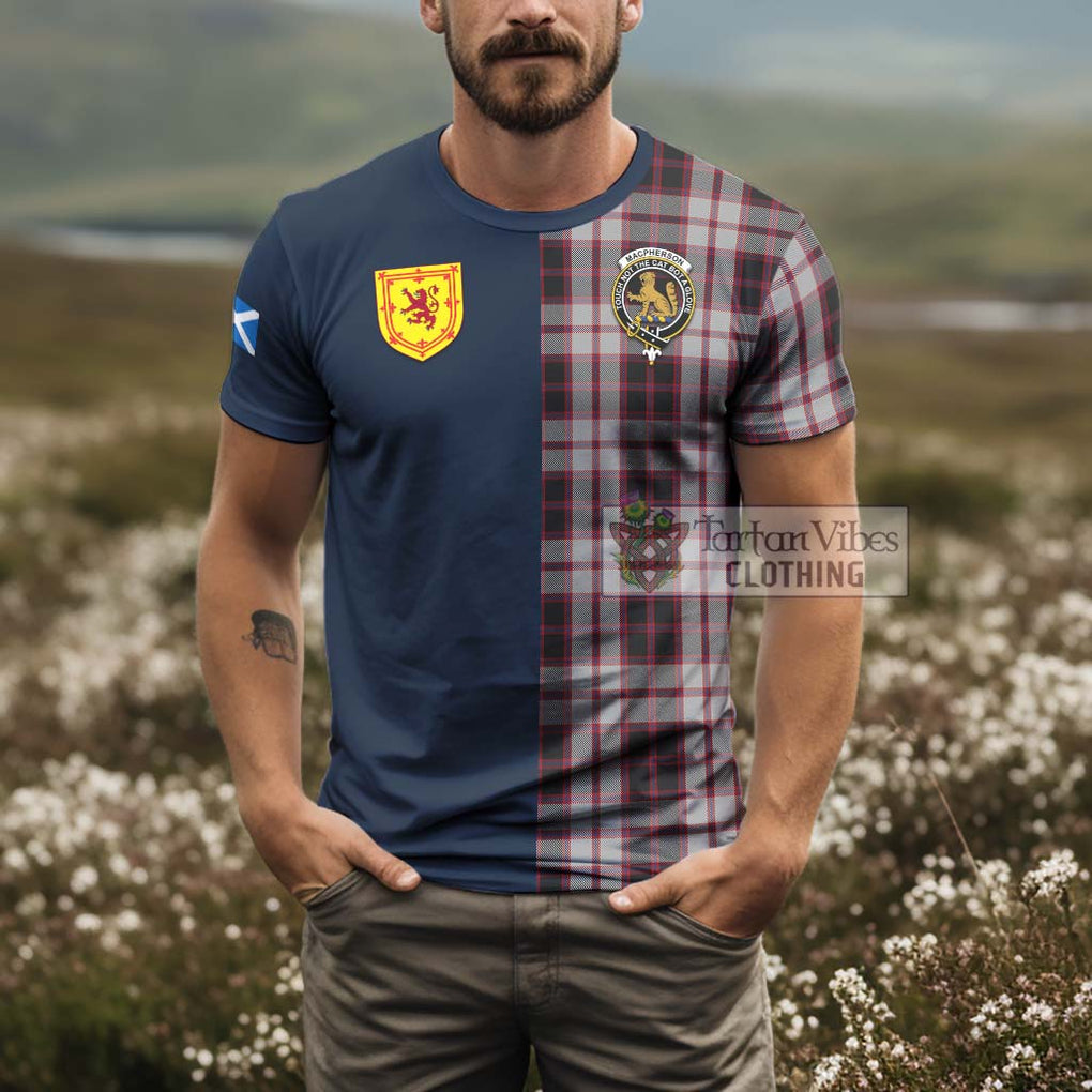 Tartan Vibes Clothing MacPherson Tartan T-Shirt Alba with Scottish Lion Royal Arm Half Style