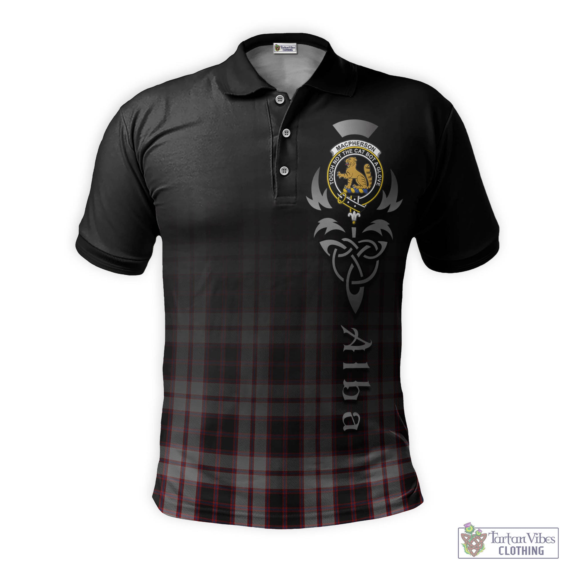 Tartan Vibes Clothing MacPherson Tartan Polo Shirt Featuring Alba Gu Brath Family Crest Celtic Inspired