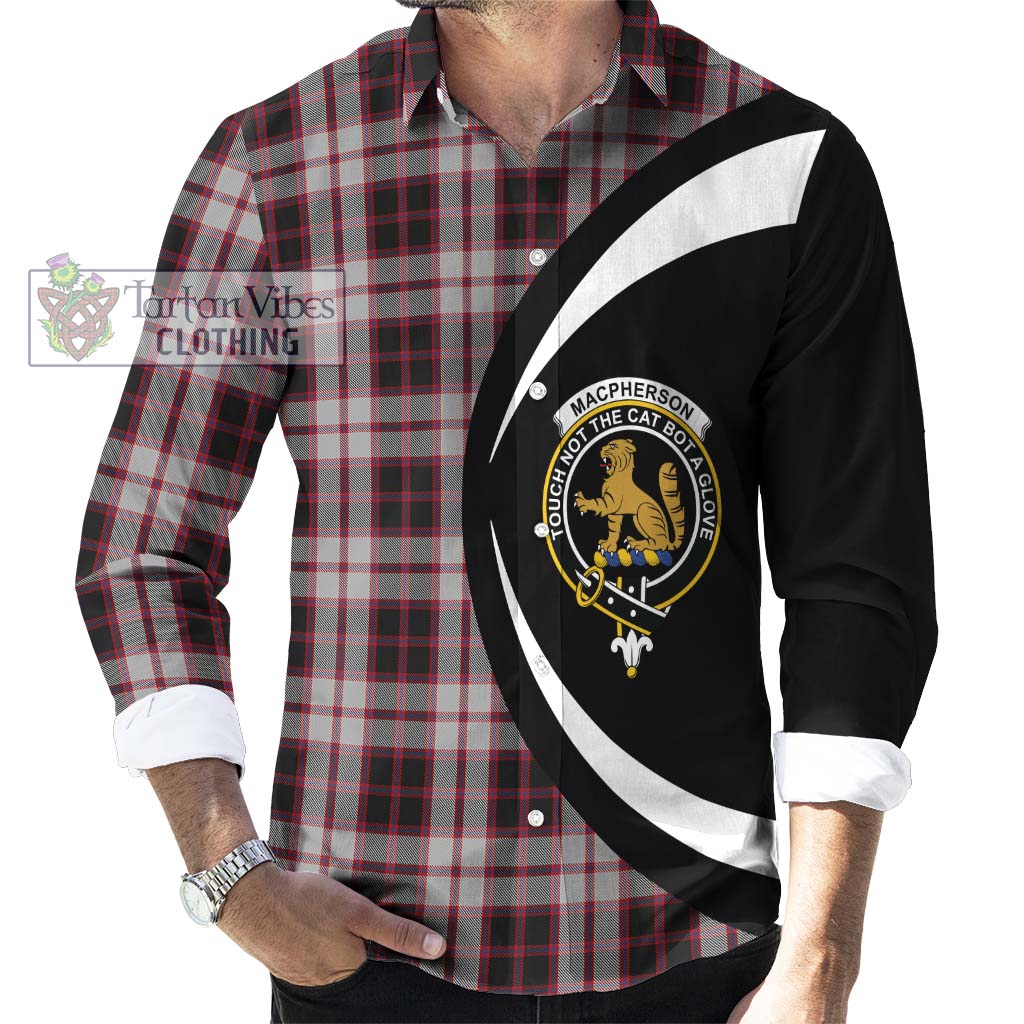 MacPherson (McPherson) Tartan Long Sleeve Button Up with Family Crest Circle Style - Tartan Vibes Clothing