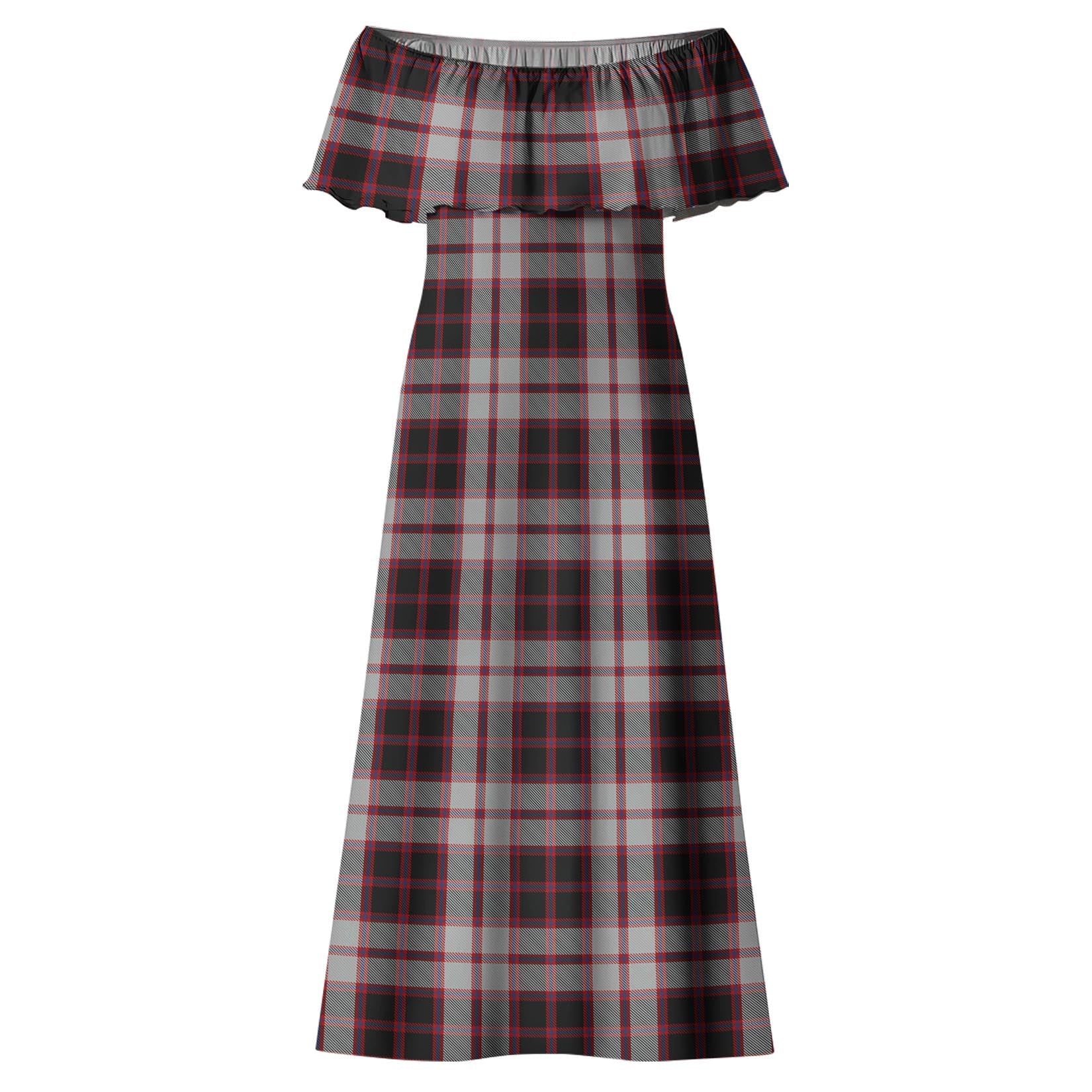 MacPherson Tartan Off Shoulder Long Dress - Tartanvibesclothing