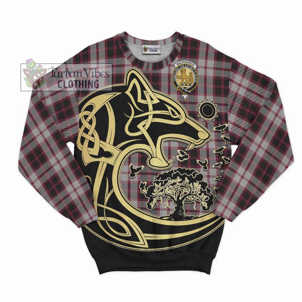 MacPherson (McPherson) Tartan Sweatshirt with Family Crest Celtic Wolf Style - Tartan Vibes Clothing