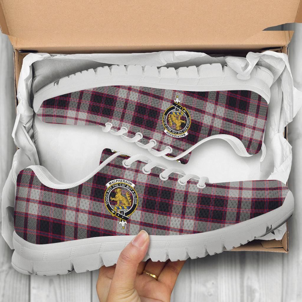 MacPherson (McPherson) Tartan Sneakers with Family Crest - Tartan Vibes Clothing