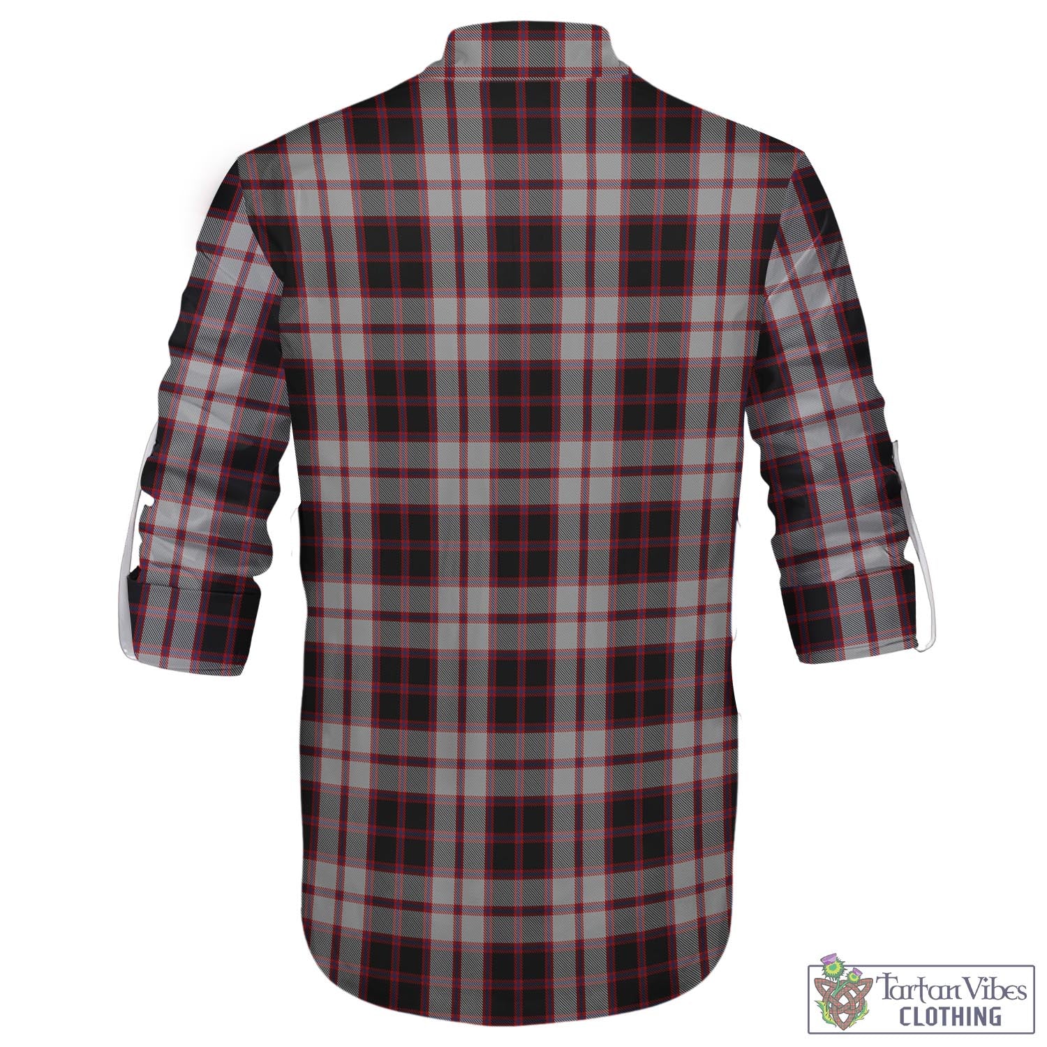 Tartan Vibes Clothing MacPherson Tartan Men's Scottish Traditional Jacobite Ghillie Kilt Shirt with Family Crest