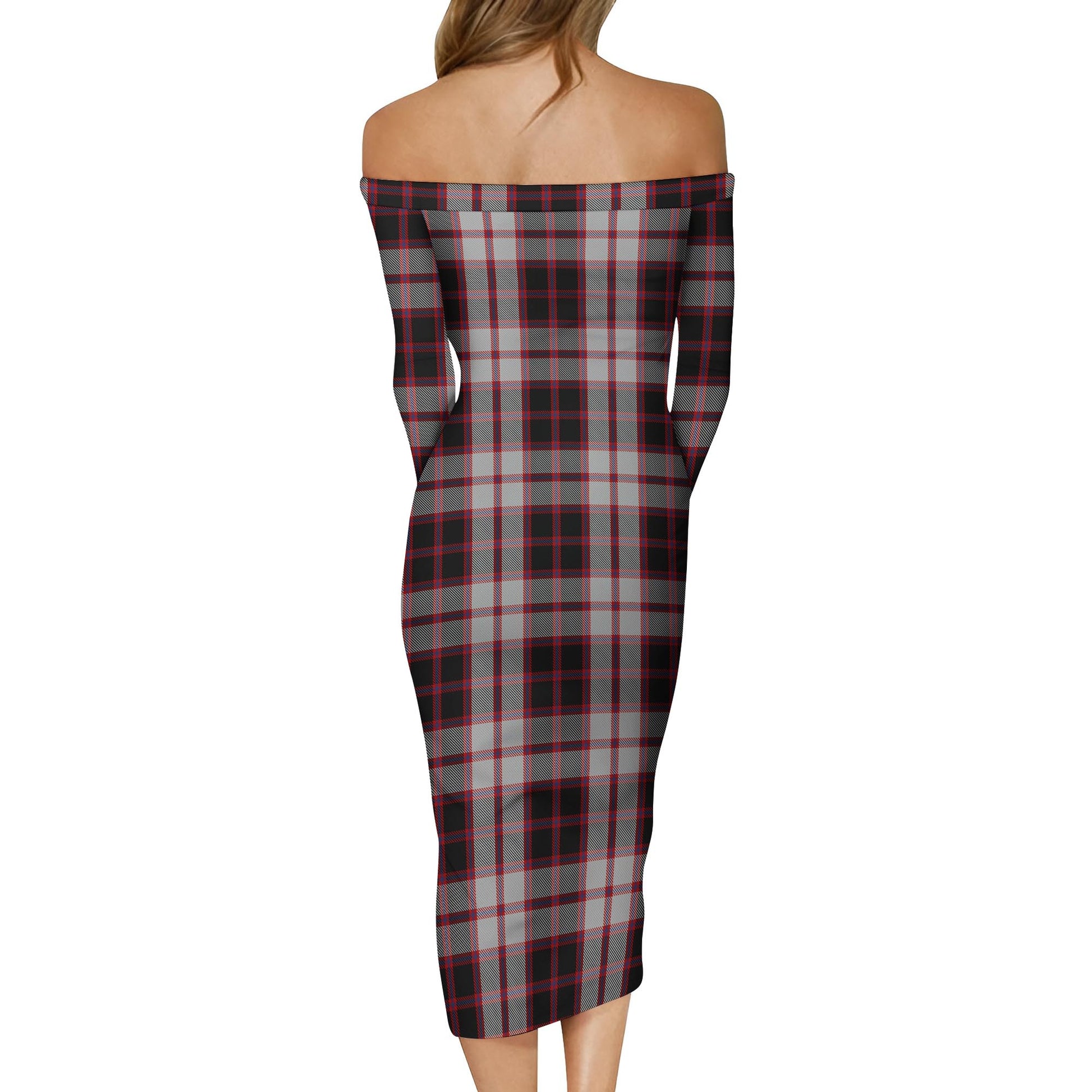 MacPherson Tartan Off Shoulder Lady Dress - Tartanvibesclothing