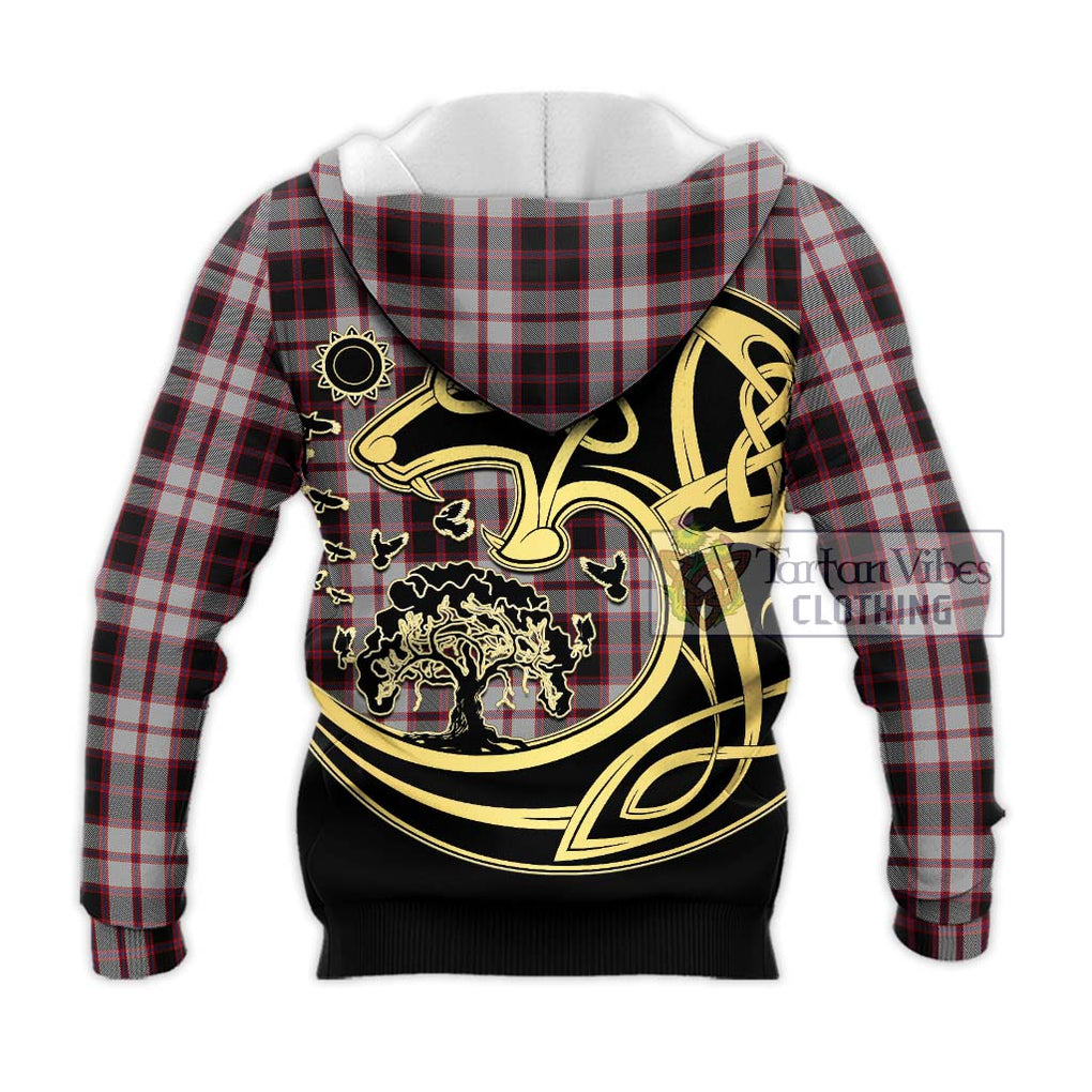 MacPherson (McPherson) Tartan Knitted Hoodie with Family Crest Celtic Wolf Style - Tartan Vibes Clothing