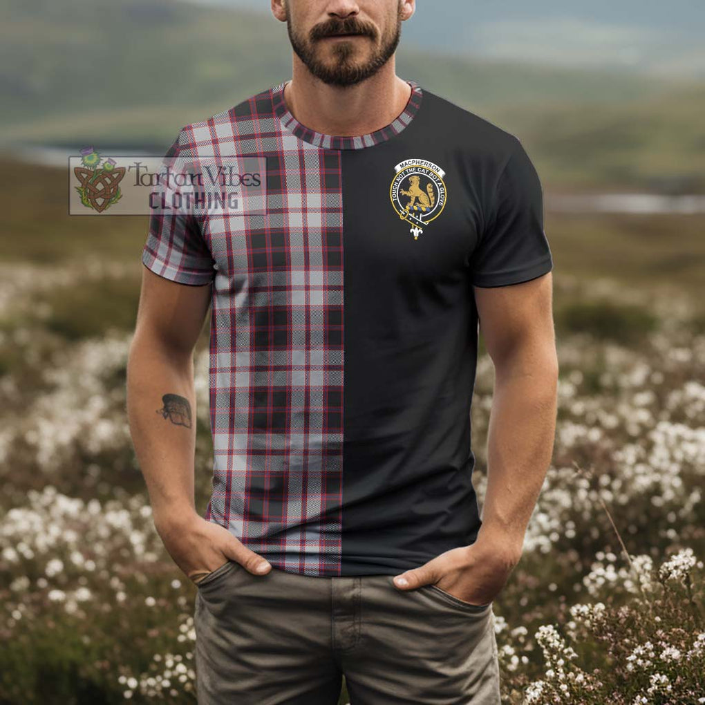 MacPherson (McPherson) Tartan T-Shirt with Family Crest and Half Of Me Style - Tartanvibesclothing Shop