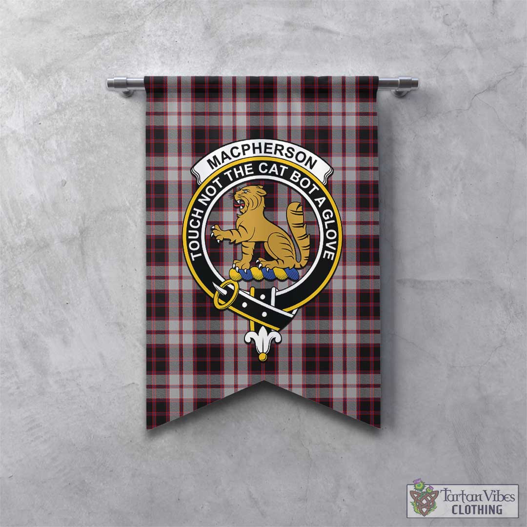 Tartan Vibes Clothing MacPherson Tartan Gonfalon, Tartan Banner with Family Crest