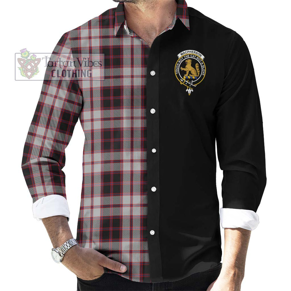 MacPherson (McPherson) Tartan Long Sleeve Button Shirt with Family Crest and Half Of Me Style - Tartanvibesclothing Shop