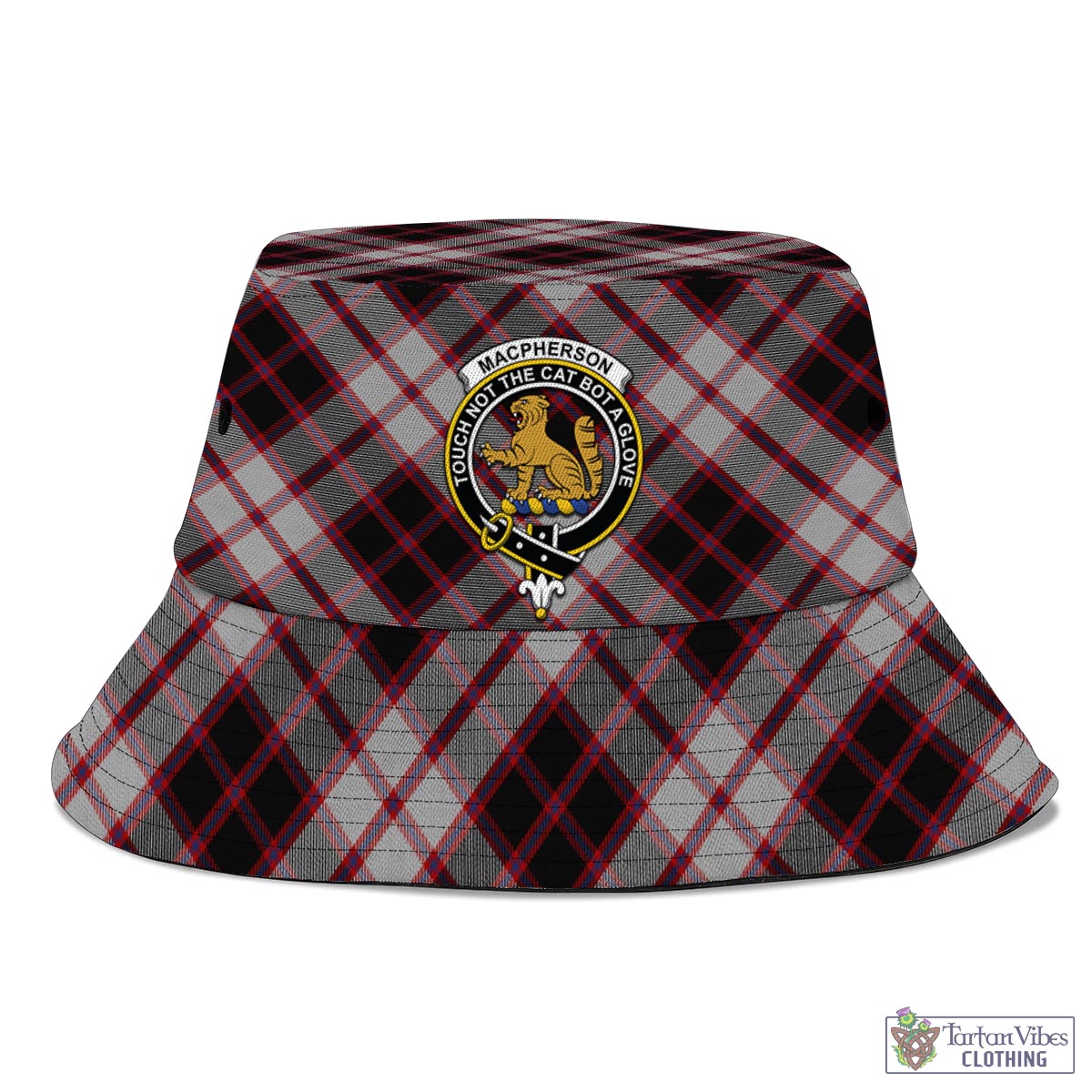 Tartan Vibes Clothing MacPherson Tartan Bucket Hat with Family Crest