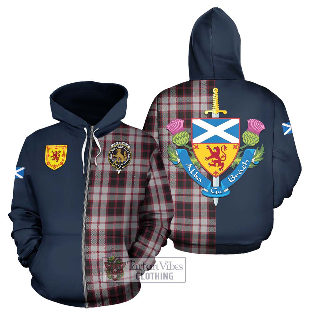 Tartan Vibes Clothing MacPherson Tartan Hoodie with Scottish Lion Royal Arm Half Style