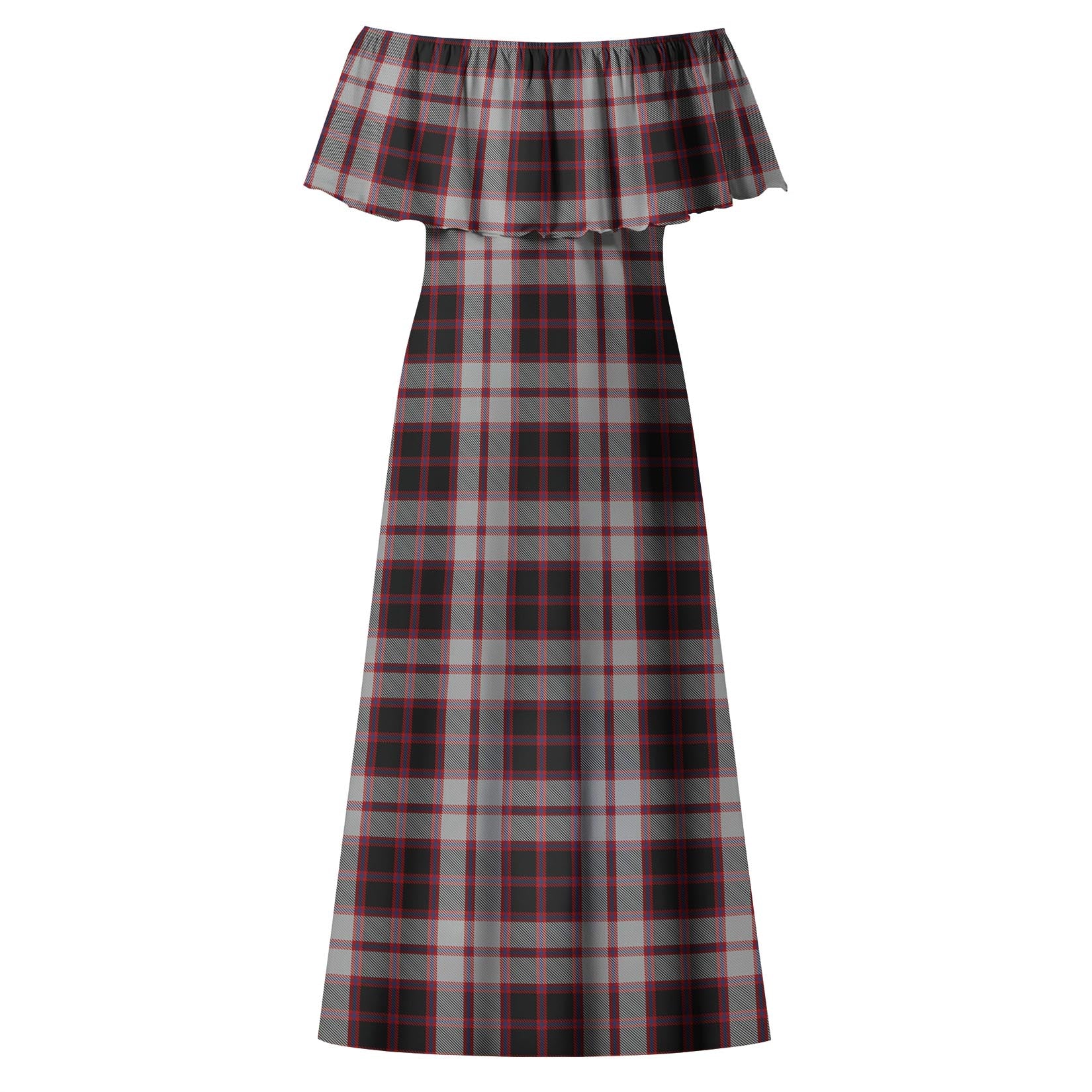 MacPherson Tartan Off Shoulder Long Dress - Tartanvibesclothing