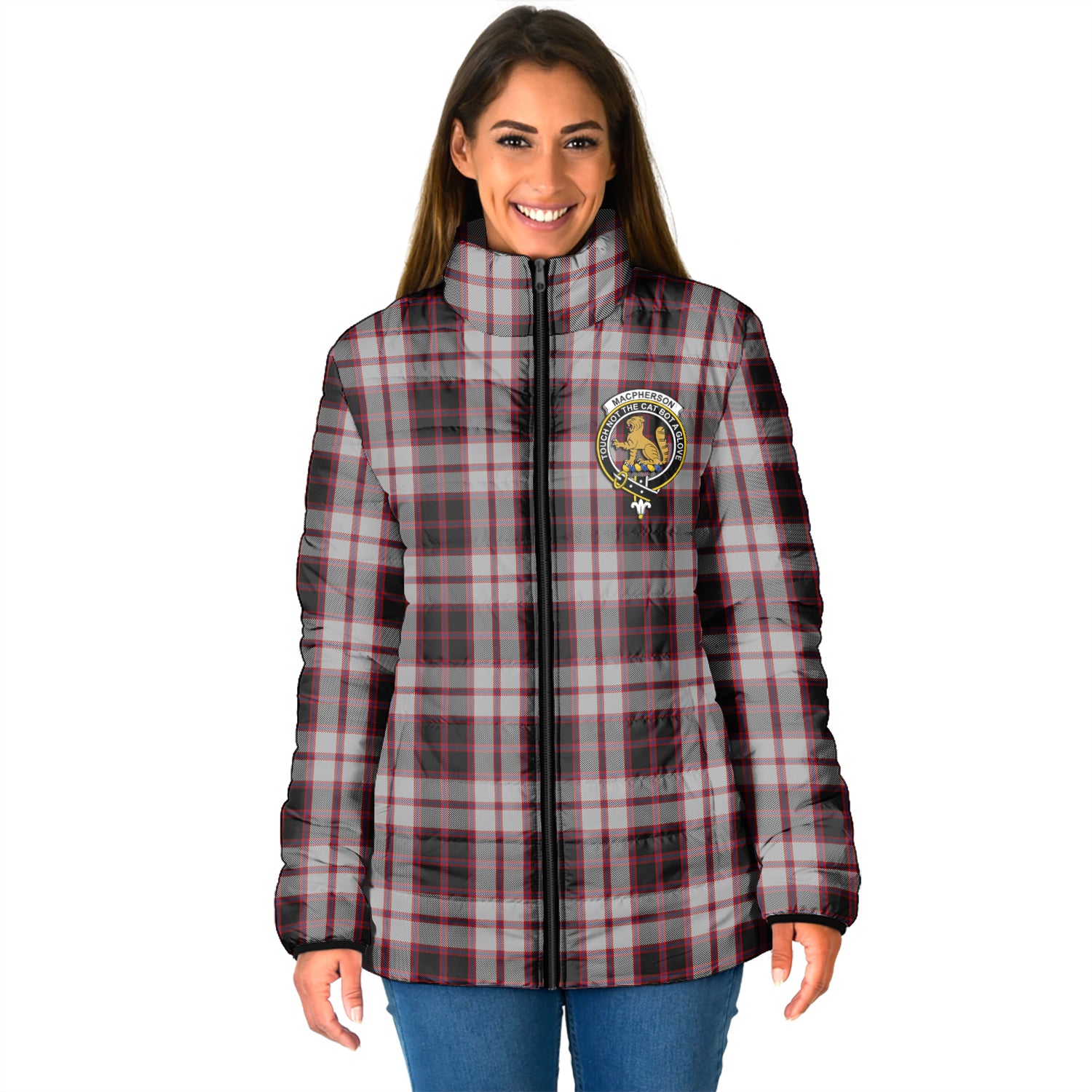 MacPherson (McPherson) Tartan Padded Jacket with Family Crest - Tartan Vibes Clothing