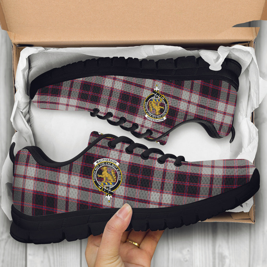 MacPherson (McPherson) Tartan Sneakers with Family Crest - Tartan Vibes Clothing