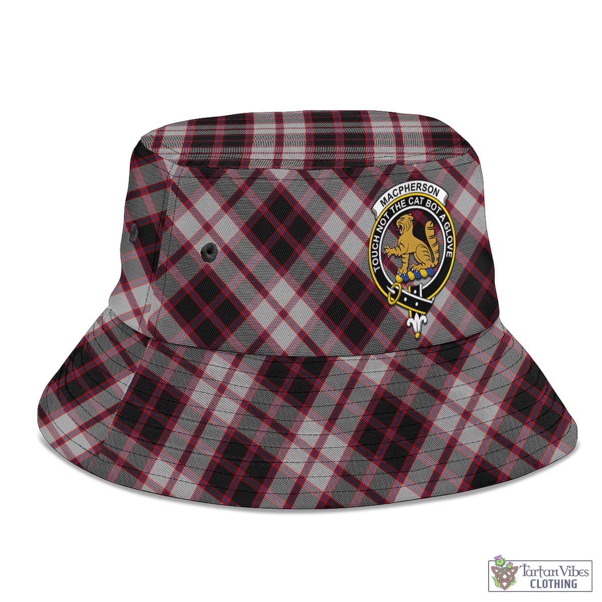 Tartan Vibes Clothing MacPherson Tartan Bucket Hat with Family Crest