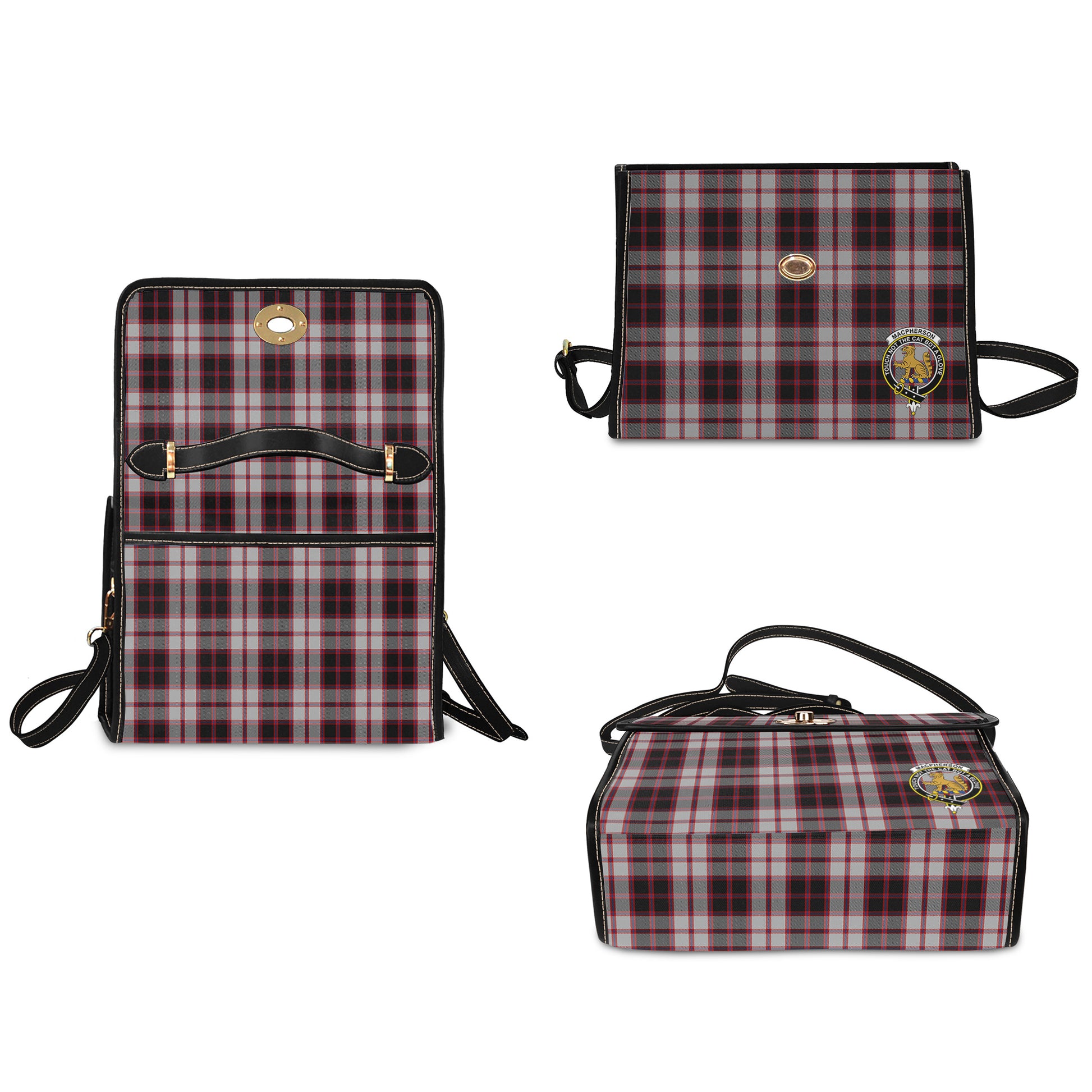 macpherson-tartan-leather-strap-waterproof-canvas-bag-with-family-crest