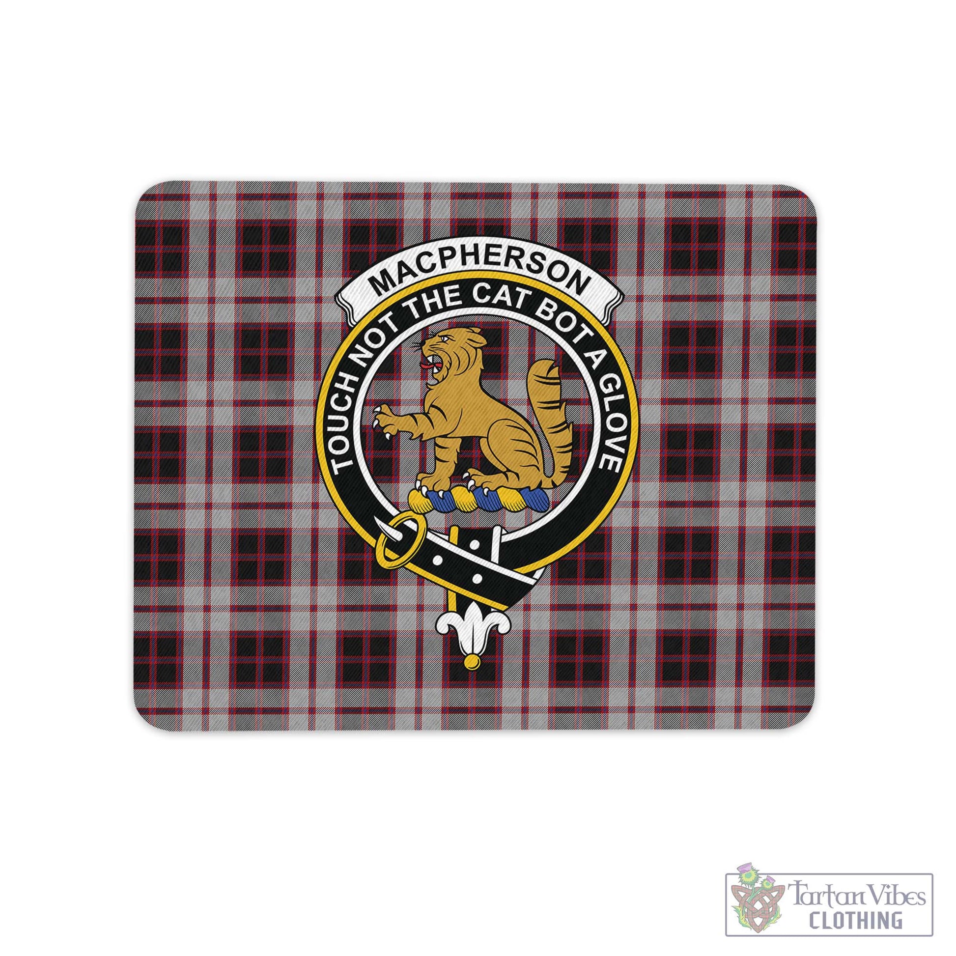 Tartan Vibes Clothing MacPherson Tartan Mouse Pad with Family Crest