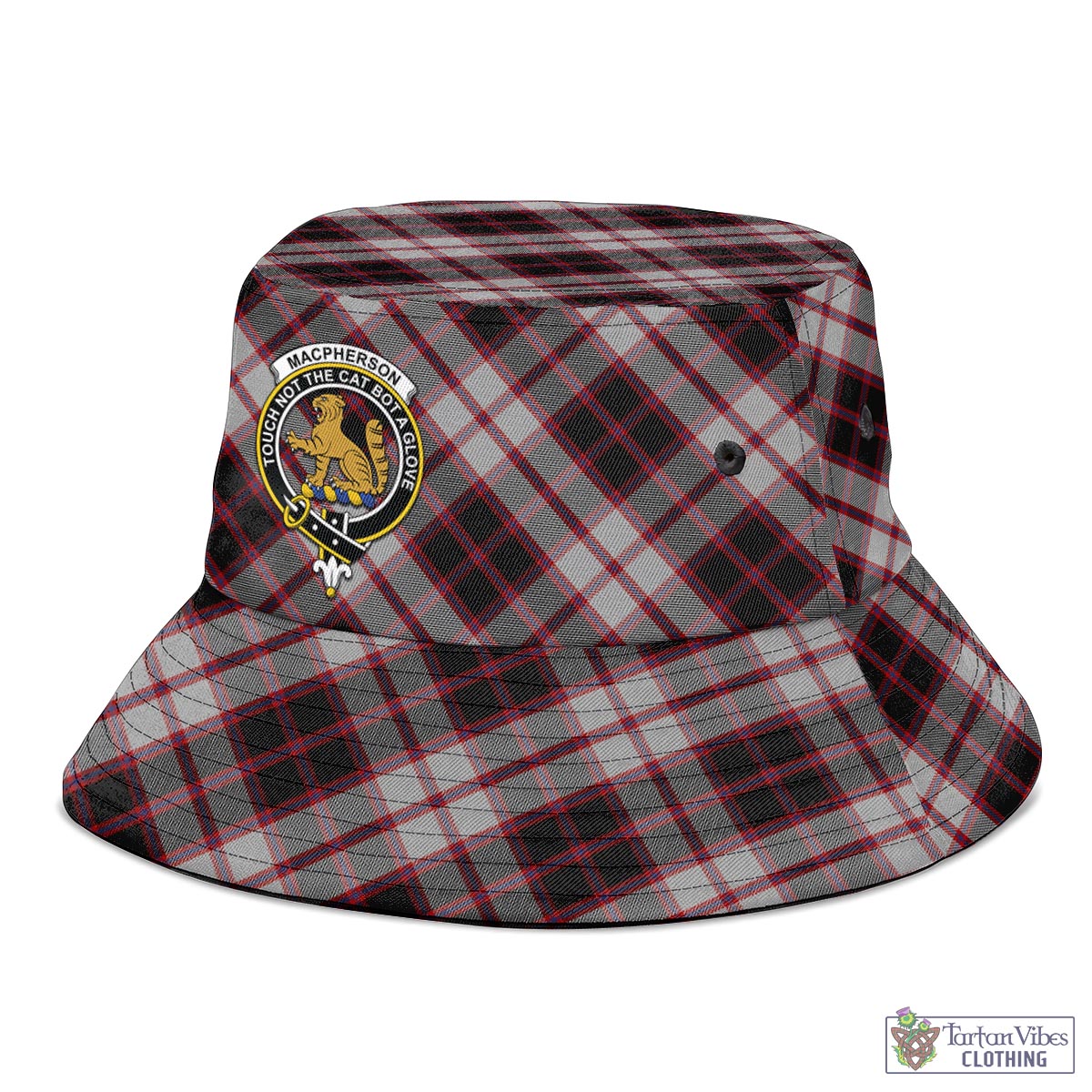 Tartan Vibes Clothing MacPherson Tartan Bucket Hat with Family Crest