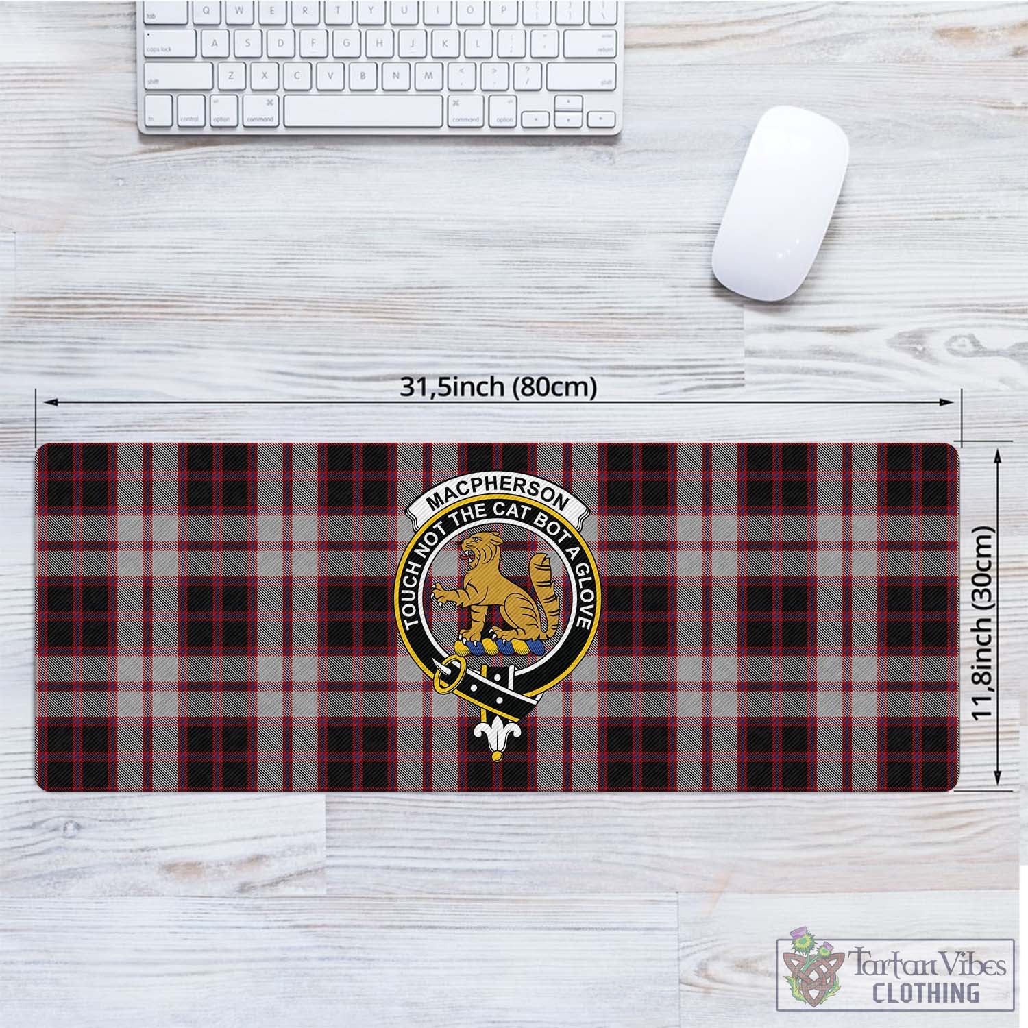 Tartan Vibes Clothing MacPherson Tartan Mouse Pad with Family Crest