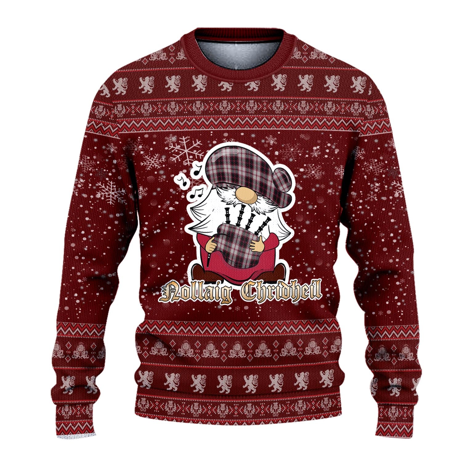 MacPherson Clan Christmas Family Knitted Sweater with Funny Gnome Playing Bagpipes - Tartanvibesclothing