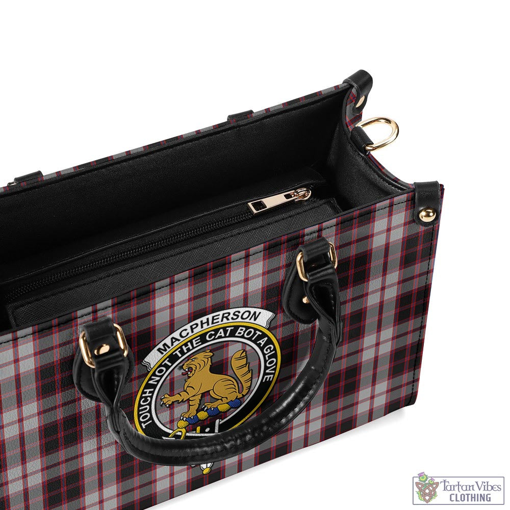 Tartan Vibes Clothing MacPherson Tartan Luxury Leather Handbags with Family Crest