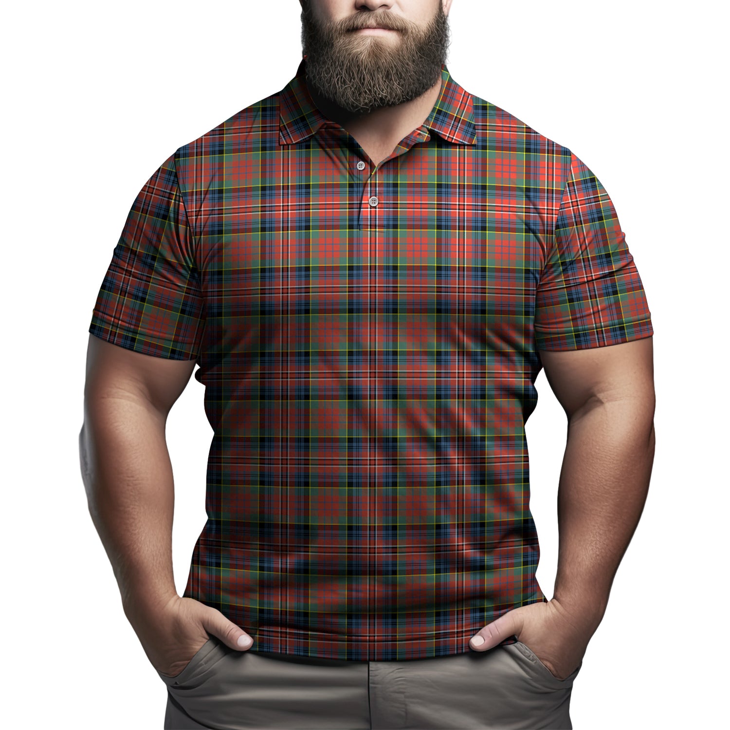 MacPherson Ancient Tartan Mens Polo Shirt Kid - Tartan Vibes Clothing