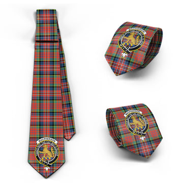 MacPherson Ancient Tartan Classic Necktie with Family Crest