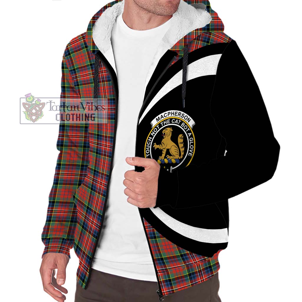 MacPherson Ancient Tartan Sherpa Hoodie with Family Crest Circle Style Unisex S - Tartan Vibes Clothing