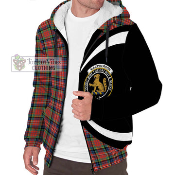 MacPherson Ancient Tartan Sherpa Hoodie with Family Crest Circle Style