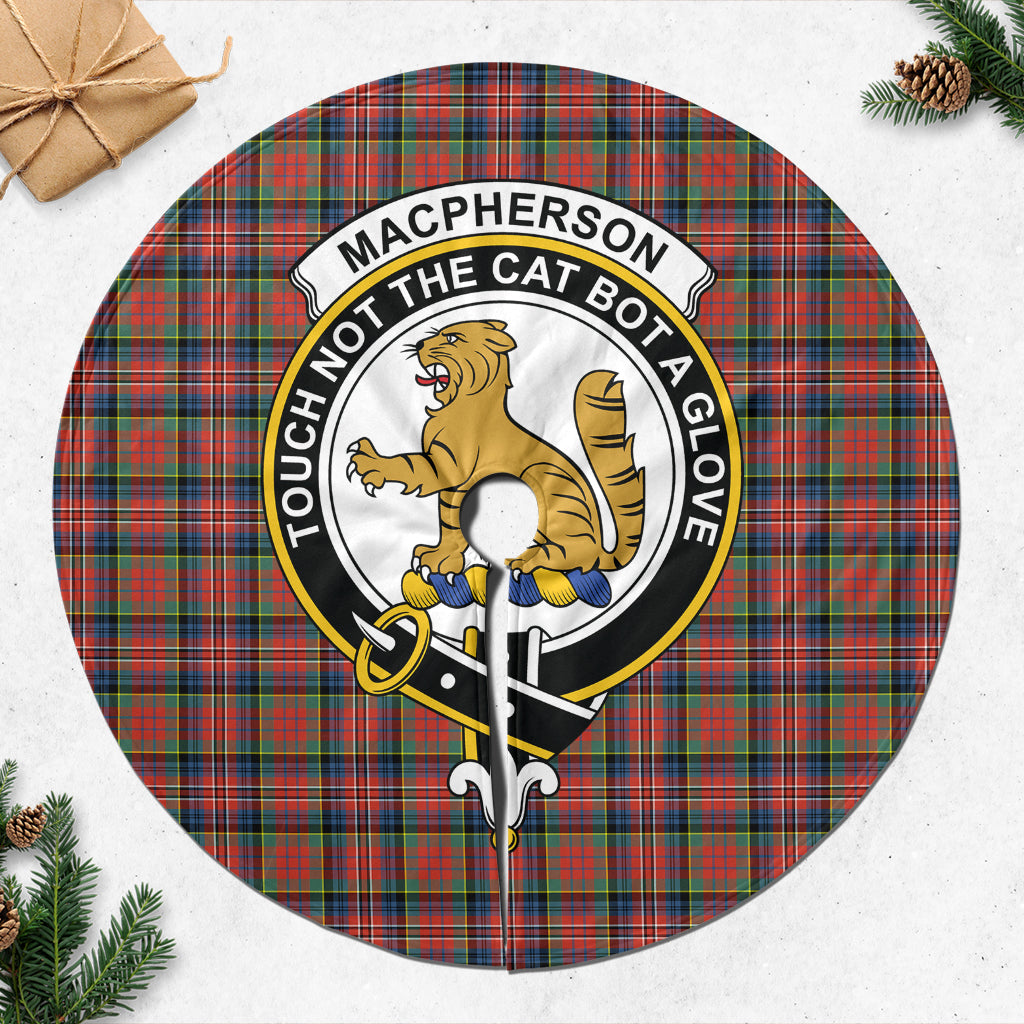 MacPherson Ancient Tartan Christmas Tree Skirt with Family Crest - Tartanvibesclothing