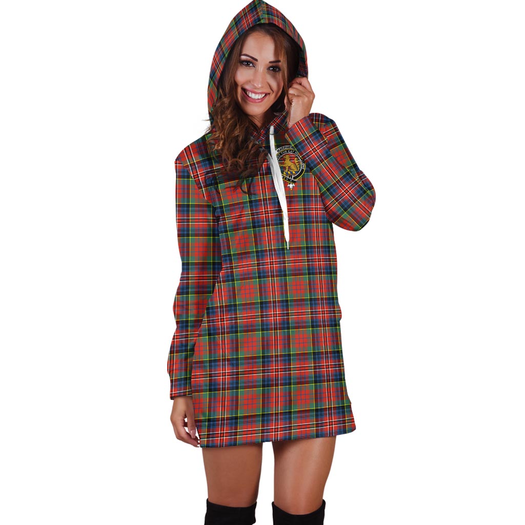 MacPherson Ancient Tartan Hoodie Dress with Family Crest - Tartan Vibes Clothing