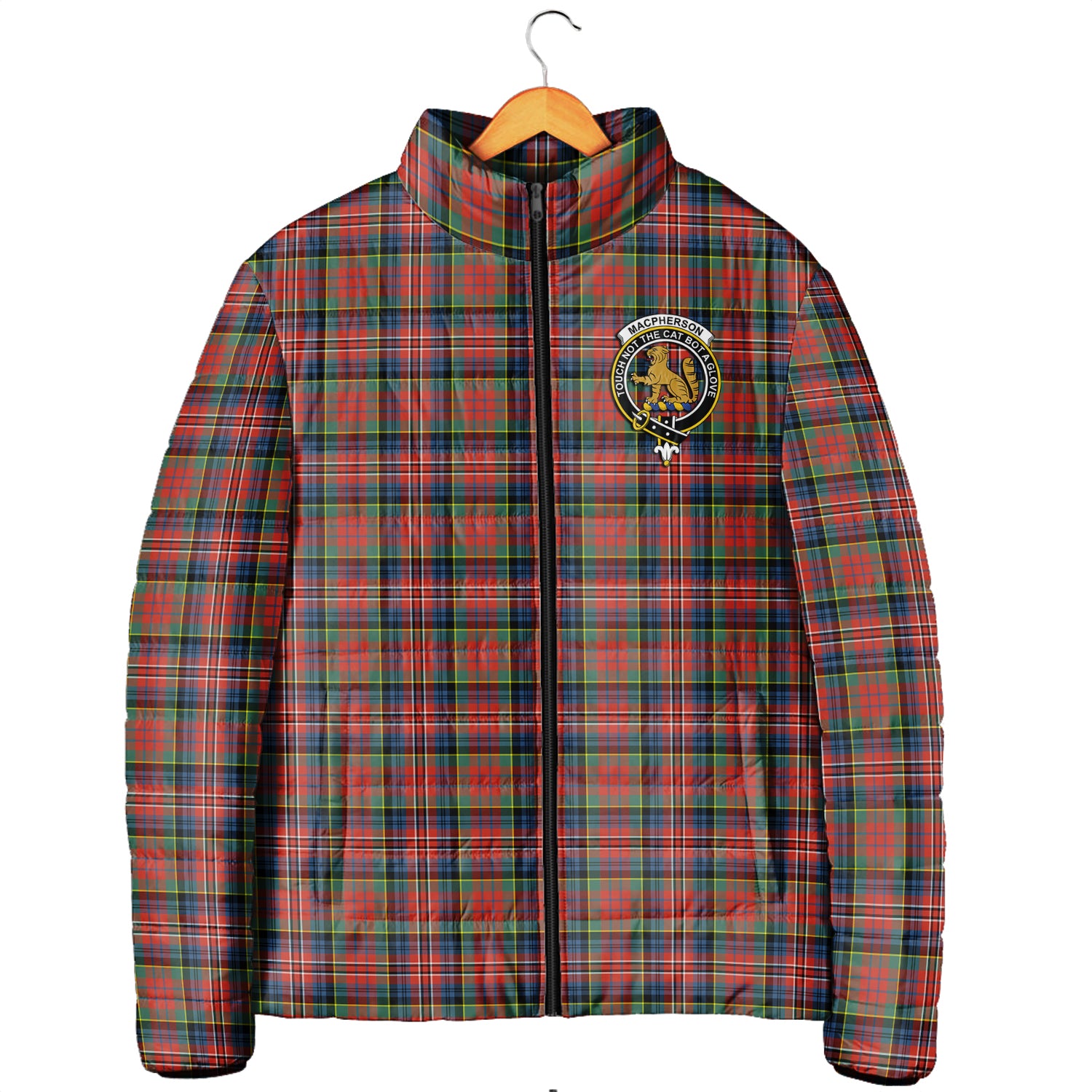 MacPherson Ancient Tartan Padded Jacket with Family Crest Men's Padded Jacket - Tartan Vibes Clothing