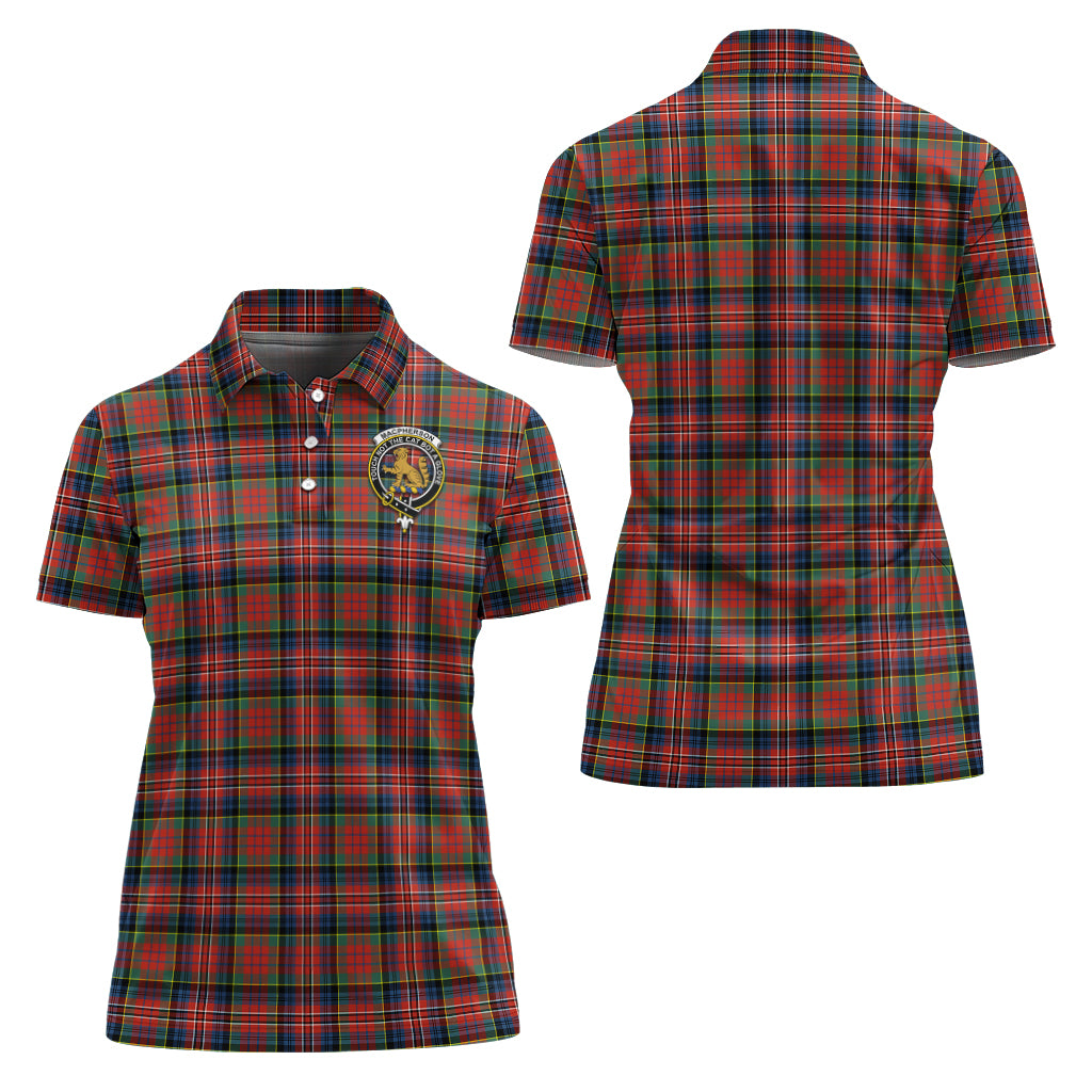 MacPherson Ancient Tartan Polo Shirt with Family Crest For Women Women - Tartan Vibes Clothing