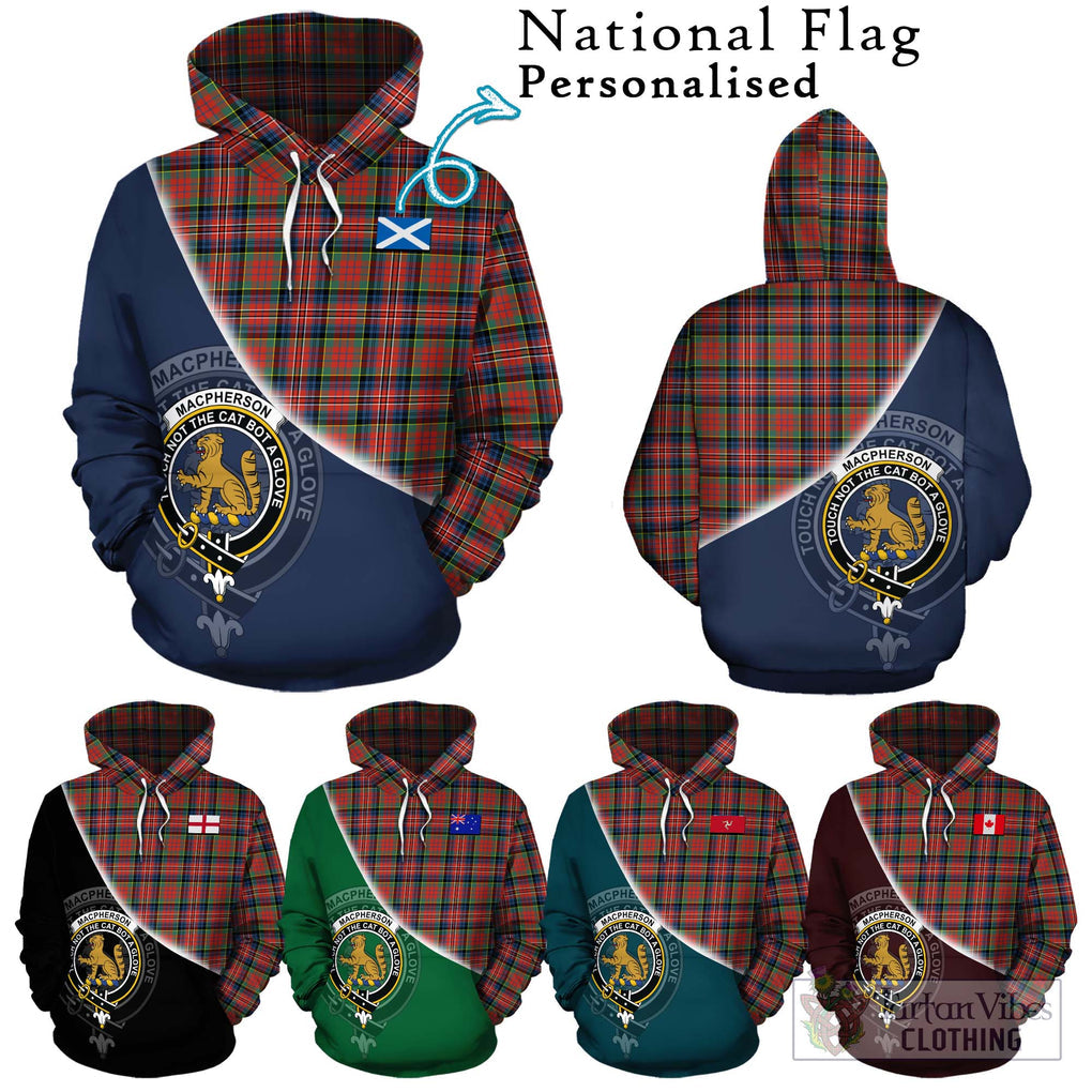 MacPherson Ancient Tartan Hoodie with Personalised National Flag and Family Crest Half Style Zip Hoodie - Tartanvibesclothing Shop