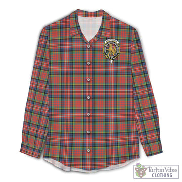 MacPherson Ancient Tartan Women's Casual Shirt with Family Crest