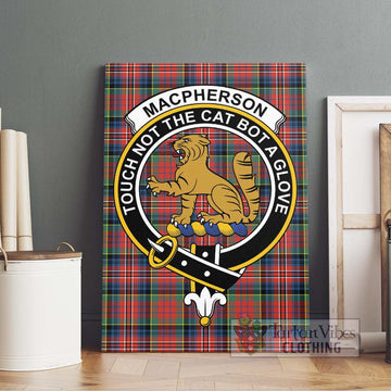 MacPherson Ancient Tartan Canvas Print Wall Art with Family Crest