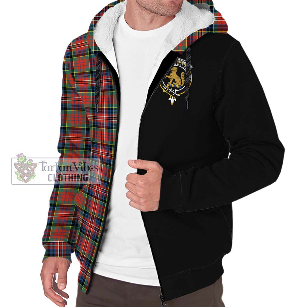 MacPherson Ancient Tartan Sherpa Hoodie with Family Crest and Half Of Me Style Unisex S - Tartanvibesclothing Shop