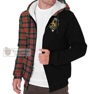 MacPherson Ancient Tartan Sherpa Hoodie with Family Crest and Half Of Me Style