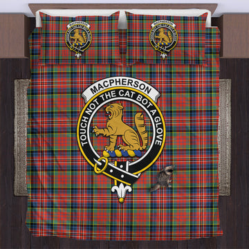 MacPherson Ancient Tartan Bedding Set with Family Crest