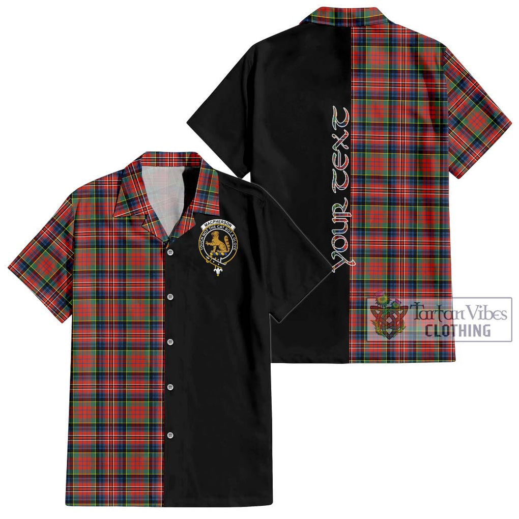 MacPherson Ancient Tartan Short Sleeve Button Shirt with Family Crest and Half Of Me Style Kid - Tartanvibesclothing Shop