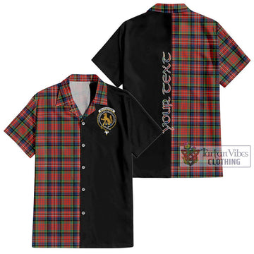 MacPherson Ancient Tartan Short Sleeve Button Shirt with Family Crest and Half Of Me Style